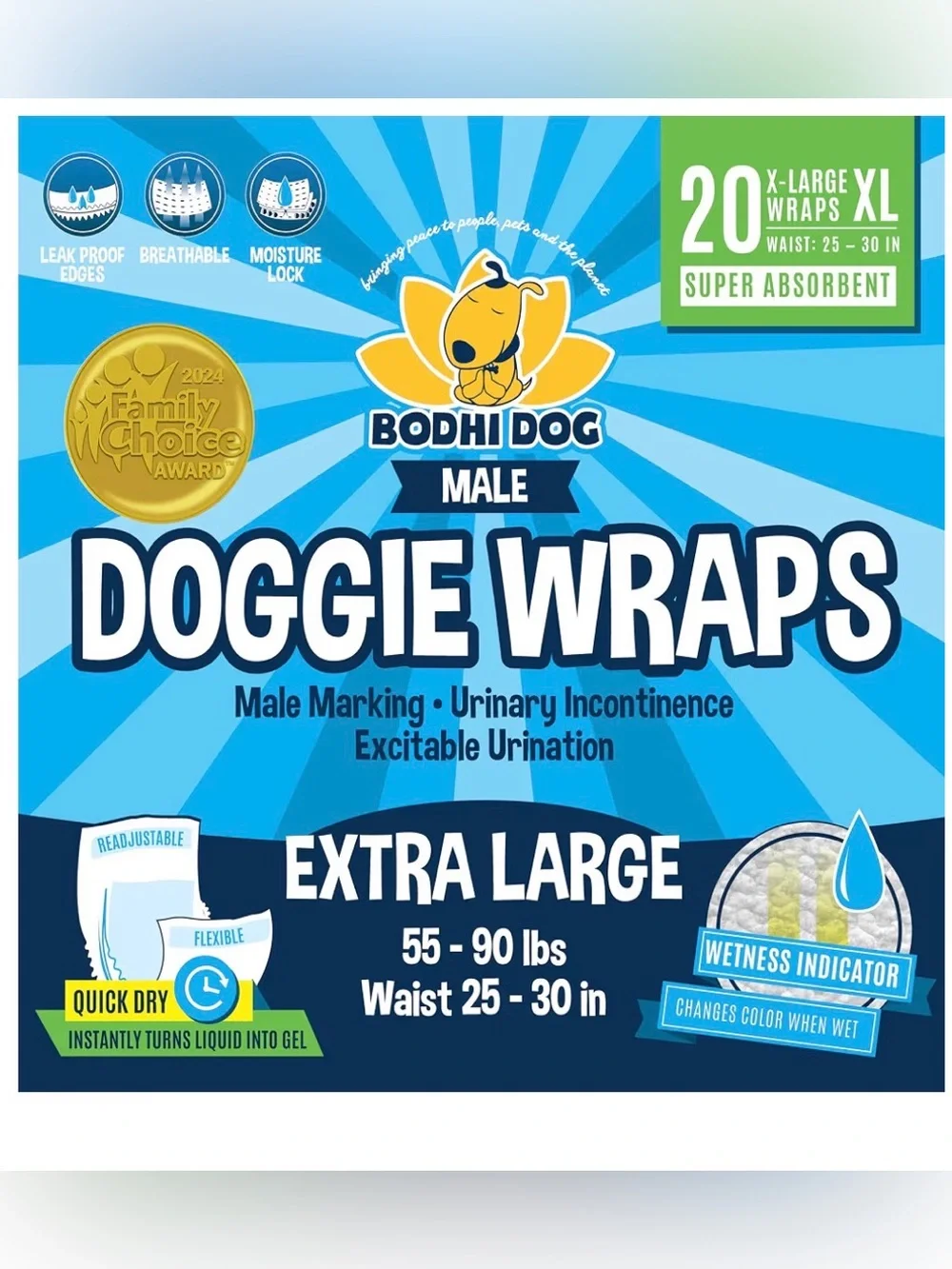 Bodhi Dog Male Extra Large Doggie Wraps - Blue